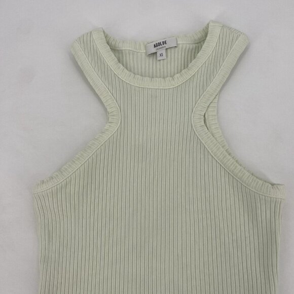 Agolde Size XS Bea Cutaway Tank Top Honeydew Green Crew Neck Racerback Stretch - Picture 4 of 10